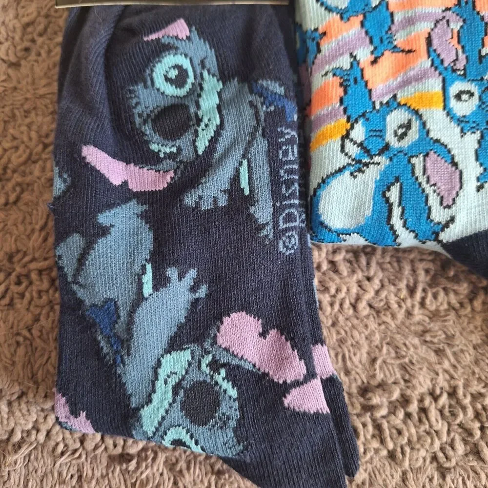 Disney LILO & STITCH Unisex Socks 3 Pair Multi Colors Stretchy‎ Size 9-13